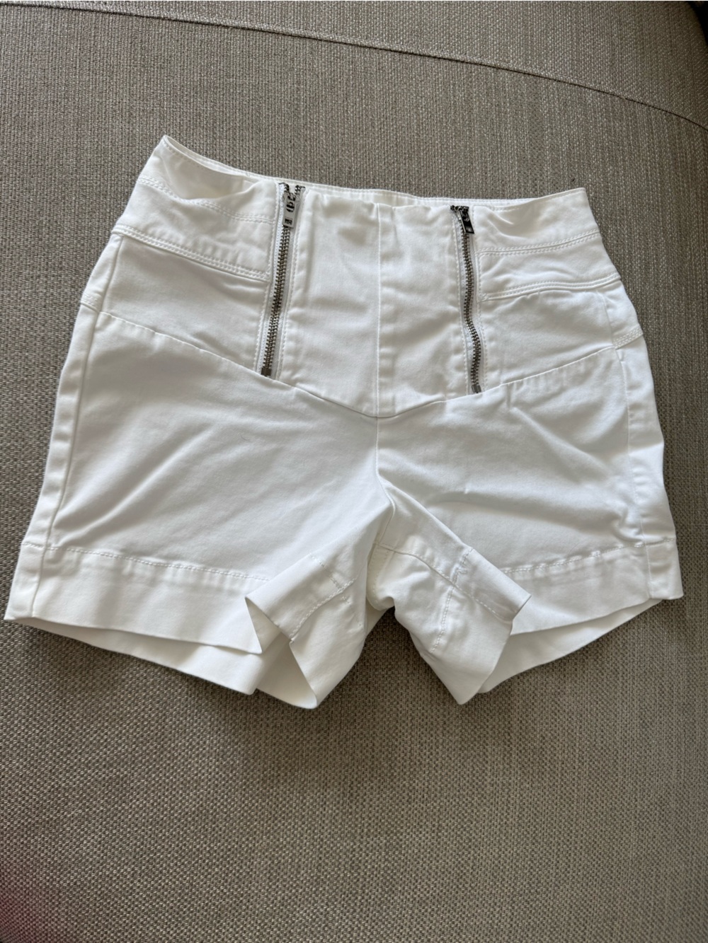 White High-Rise Midi Skirt with Front Zip Detail